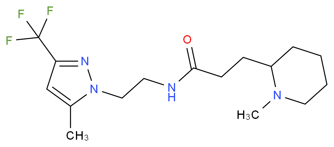 3-(1-methyl-2-piperidinyl)-N-{2-[5-methyl-3-(trifluoromethyl)-1H-pyrazol-1-yl]ethyl}propanamide_Molecular_structure_CAS_)