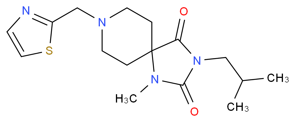 3-isobutyl-1-methyl-8-(1,3-thiazol-2-ylmethyl)-1,3,8-triazaspiro[4.5]decane-2,4-dione_Molecular_structure_CAS_)