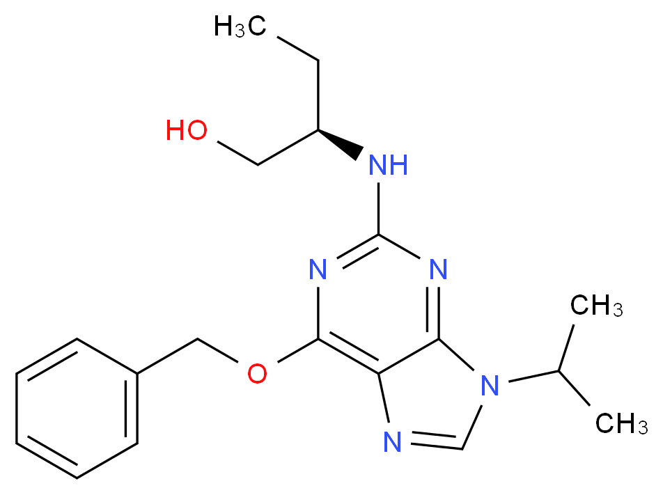 O6-(R)-ROSCOVITINE, R-2-(6-BENZYLOXY-9-ISOPROPYL-9H-PURIN-2-YLAMINO)-BUTAN-1-OL_Molecular_structure_CAS_)