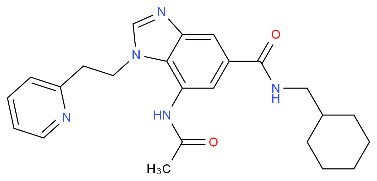 7-(acetylamino)-N-(cyclohexylmethyl)-1-[2-(2-pyridinyl)ethyl]-1H-benzimidazole-5-carboxamide_Molecular_structure_CAS_)