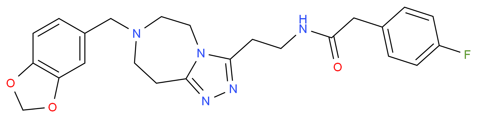 N-{2-[7-(1,3-benzodioxol-5-ylmethyl)-6,7,8,9-tetrahydro-5H-[1,2,4]triazolo[4,3-d][1,4]diazepin-3-yl]ethyl}-2-(4-fluorophenyl)acetamide_Molecular_structure_CAS_)