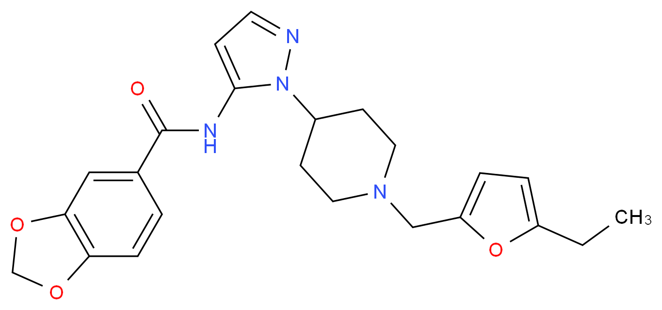 N-(1-{1-[(5-ethyl-2-furyl)methyl]-4-piperidinyl}-1H-pyrazol-5-yl)-1,3-benzodioxole-5-carboxamide_Molecular_structure_CAS_)