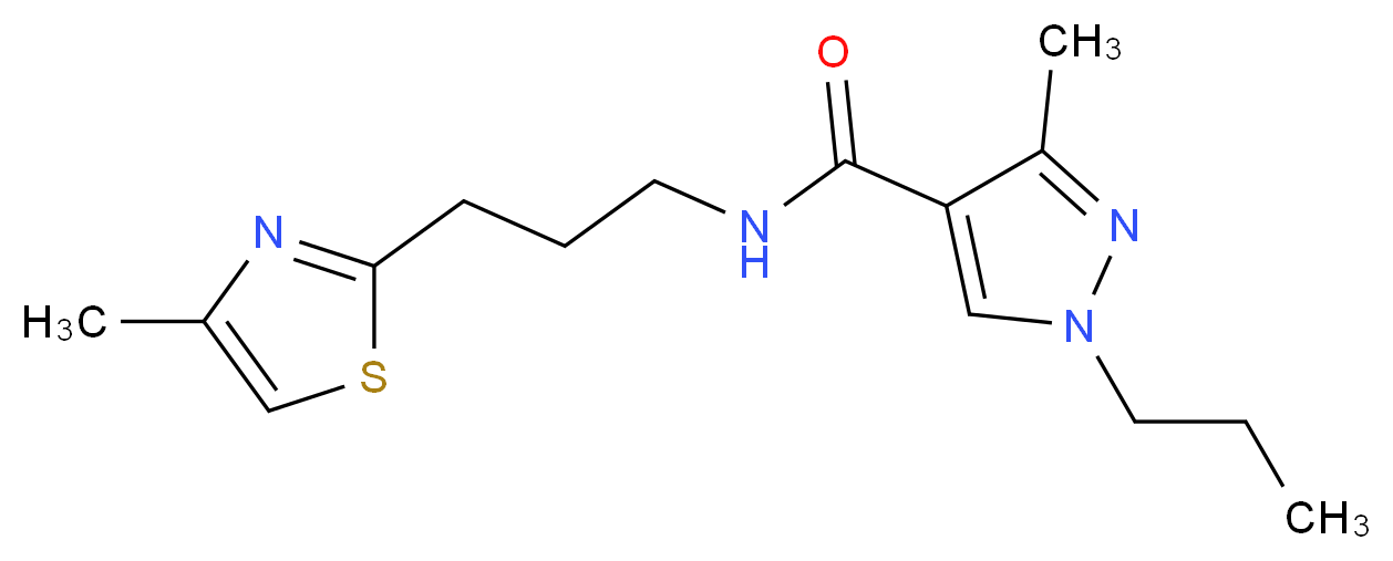 3-methyl-N-[3-(4-methyl-1,3-thiazol-2-yl)propyl]-1-propyl-1H-pyrazole-4-carboxamide_Molecular_structure_CAS_)