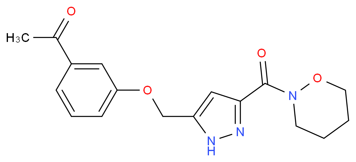 1-(3-{[3-(1,2-oxazinan-2-ylcarbonyl)-1H-pyrazol-5-yl]methoxy}phenyl)ethanone_Molecular_structure_CAS_)