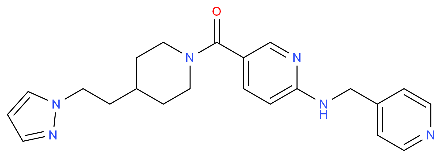 5-({4-[2-(1H-pyrazol-1-yl)ethyl]-1-piperidinyl}carbonyl)-N-(4-pyridinylmethyl)-2-pyridinamine_Molecular_structure_CAS_)
