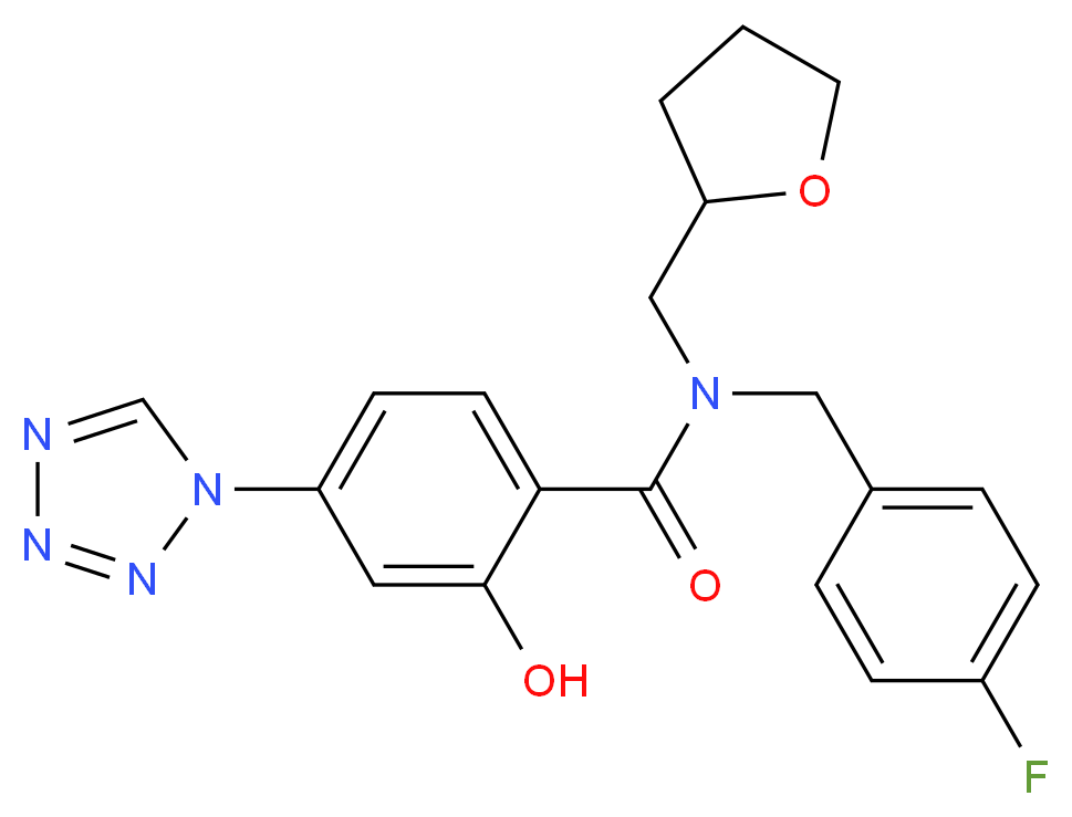 N-(4-fluorobenzyl)-2-hydroxy-N-(tetrahydrofuran-2-ylmethyl)-4-(1H-tetrazol-1-yl)benzamide_Molecular_structure_CAS_)