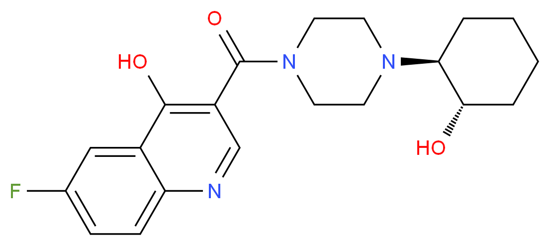6-fluoro-3-({4-[(1S*,2S*)-2-hydroxycyclohexyl]piperazin-1-yl}carbonyl)quinolin-4-ol_Molecular_structure_CAS_)