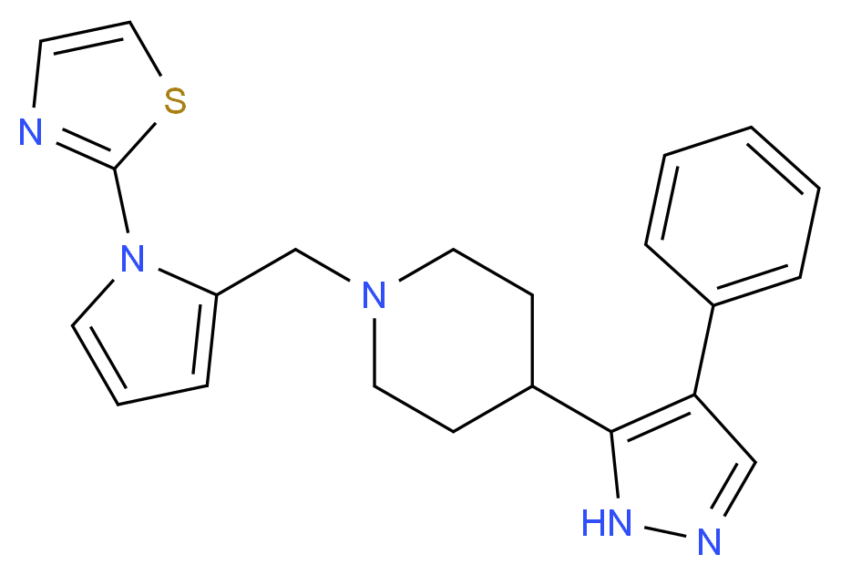 4-(4-phenyl-1H-pyrazol-5-yl)-1-{[1-(1,3-thiazol-2-yl)-1H-pyrrol-2-yl]methyl}piperidine_Molecular_structure_CAS_)