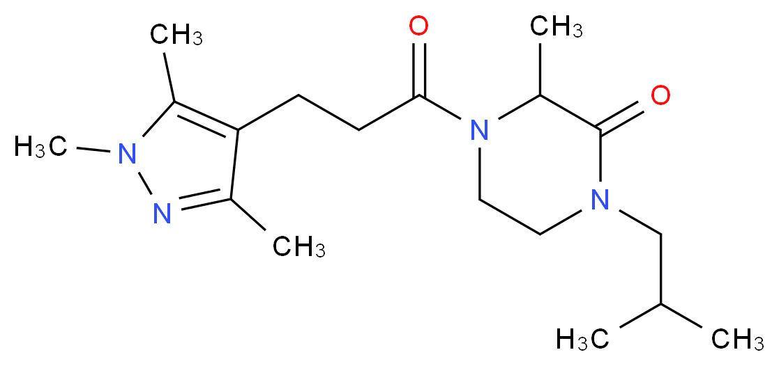 1-isobutyl-3-methyl-4-[3-(1,3,5-trimethyl-1H-pyrazol-4-yl)propanoyl]piperazin-2-one_Molecular_structure_CAS_)