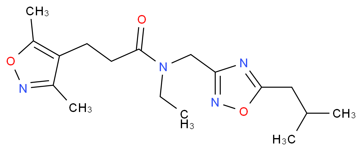 3-(3,5-dimethylisoxazol-4-yl)-N-ethyl-N-[(5-isobutyl-1,2,4-oxadiazol-3-yl)methyl]propanamide_Molecular_structure_CAS_)