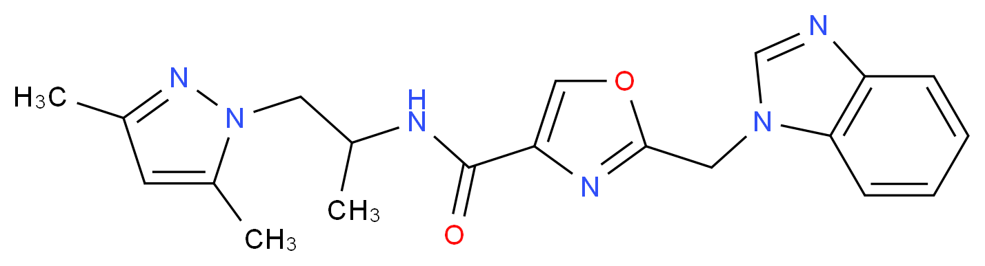 2-(1H-benzimidazol-1-ylmethyl)-N-[2-(3,5-dimethyl-1H-pyrazol-1-yl)-1-methylethyl]-1,3-oxazole-4-carboxamide_Molecular_structure_CAS_)