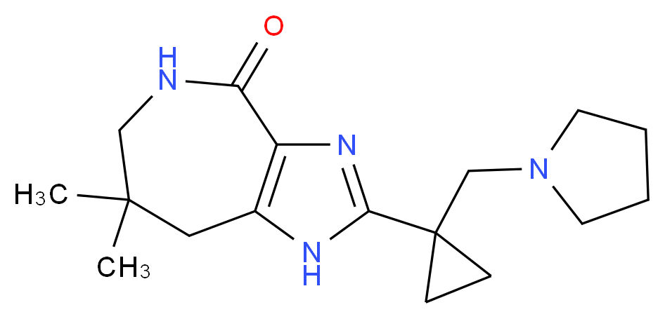 7,7-dimethyl-2-[1-(pyrrolidin-1-ylmethyl)cyclopropyl]-5,6,7,8-tetrahydroimidazo[4,5-c]azepin-4(1H)-one_Molecular_structure_CAS_)