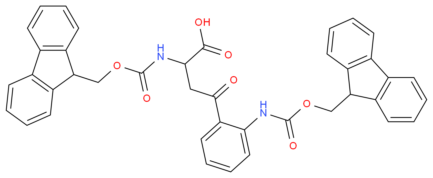 Di-Fmoc-2-amino-3-(2-aminobenzoyl) propionic acid_Molecular_structure_CAS_)