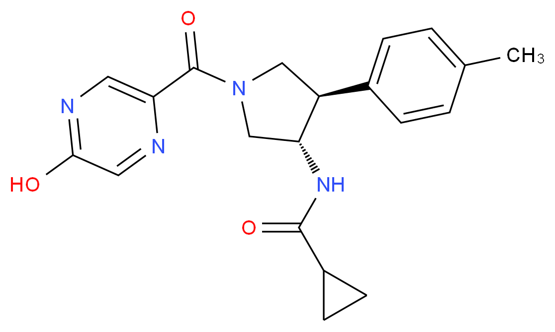 N-[(3S*,4R*)-1-[(5-hydroxy-2-pyrazinyl)carbonyl]-4-(4-methylphenyl)-3-pyrrolidinyl]cyclopropanecarboxamide_Molecular_structure_CAS_)