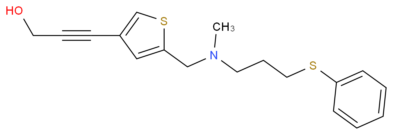 3-[5-({methyl[3-(phenylthio)propyl]amino}methyl)-3-thienyl]prop-2-yn-1-ol_Molecular_structure_CAS_)