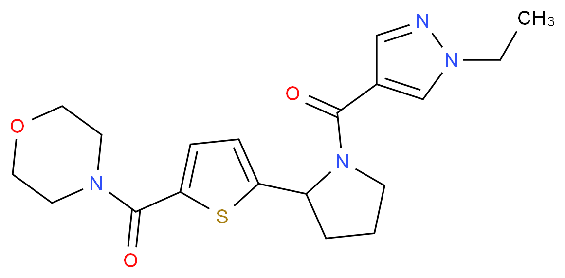 4-[(5-{1-[(1-ethyl-1H-pyrazol-4-yl)carbonyl]-2-pyrrolidinyl}-2-thienyl)carbonyl]morpholine_Molecular_structure_CAS_)