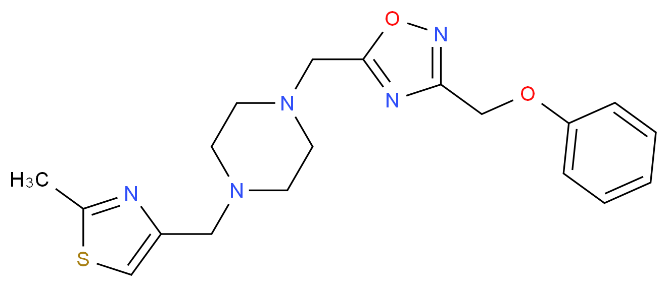 1-[(2-methyl-1,3-thiazol-4-yl)methyl]-4-{[3-(phenoxymethyl)-1,2,4-oxadiazol-5-yl]methyl}piperazine_Molecular_structure_CAS_)