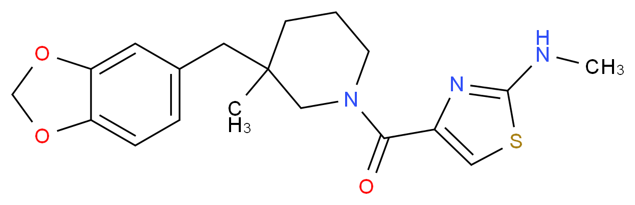 4-{[3-(1,3-benzodioxol-5-ylmethyl)-3-methylpiperidin-1-yl]carbonyl}-N-methyl-1,3-thiazol-2-amine_Molecular_structure_CAS_)