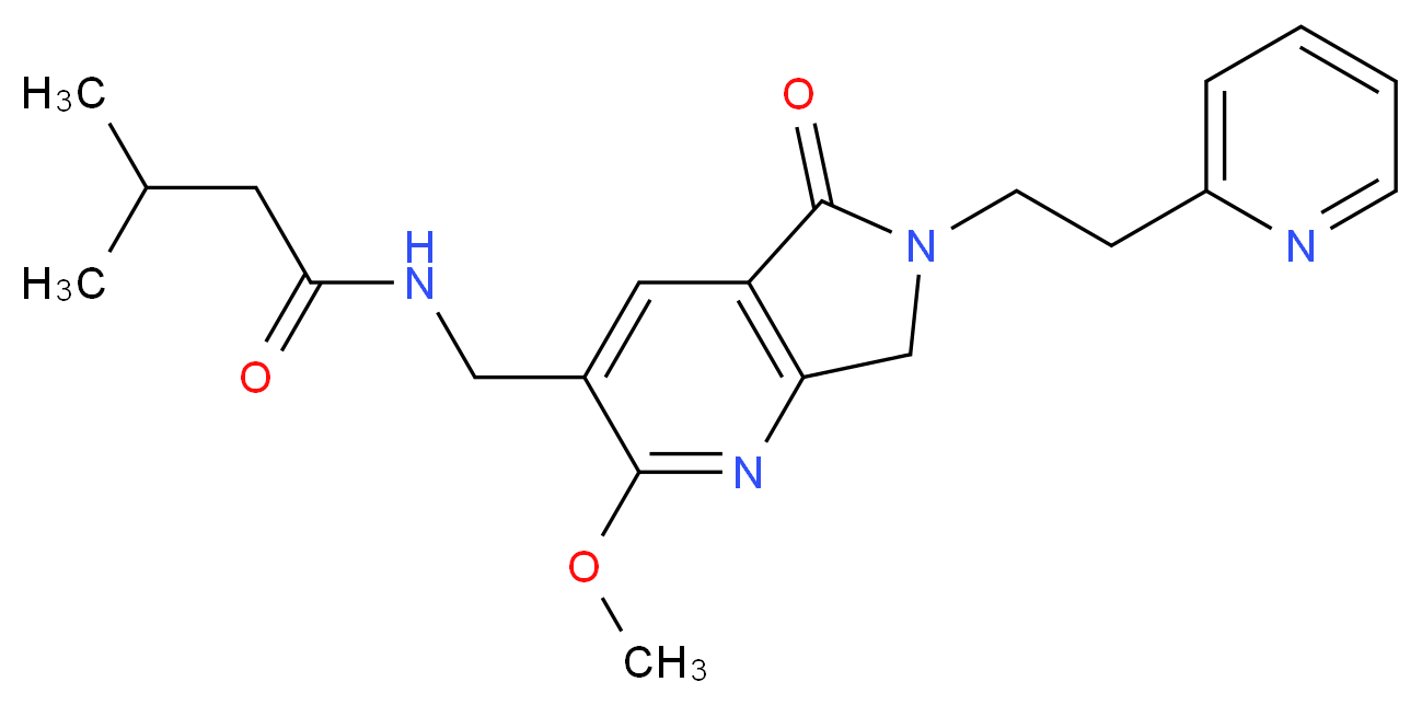 N-{[2-methoxy-5-oxo-6-(2-pyridin-2-ylethyl)-6,7-dihydro-5H-pyrrolo[3,4-b]pyridin-3-yl]methyl}-3-methylbutanamide_Molecular_structure_CAS_)