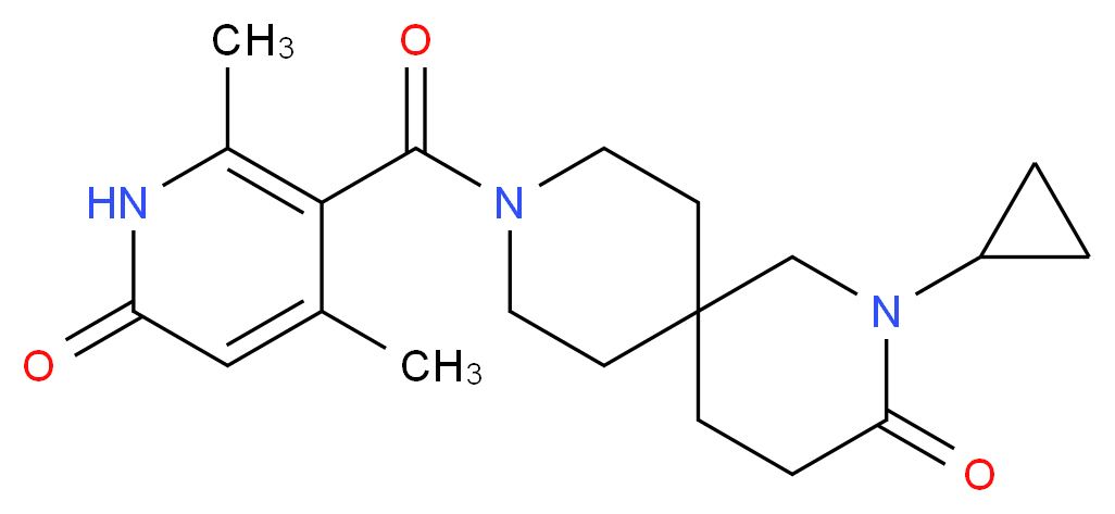 2-cyclopropyl-9-[(2,4-dimethyl-6-oxo-1,6-dihydropyridin-3-yl)carbonyl]-2,9-diazaspiro[5.5]undecan-3-one_Molecular_structure_CAS_)
