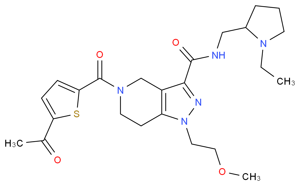 5-[(5-acetyl-2-thienyl)carbonyl]-N-[(1-ethyl-2-pyrrolidinyl)methyl]-1-(2-methoxyethyl)-4,5,6,7-tetrahydro-1H-pyrazolo[4,3-c]pyridine-3-carboxamide_Molecular_structure_CAS_)