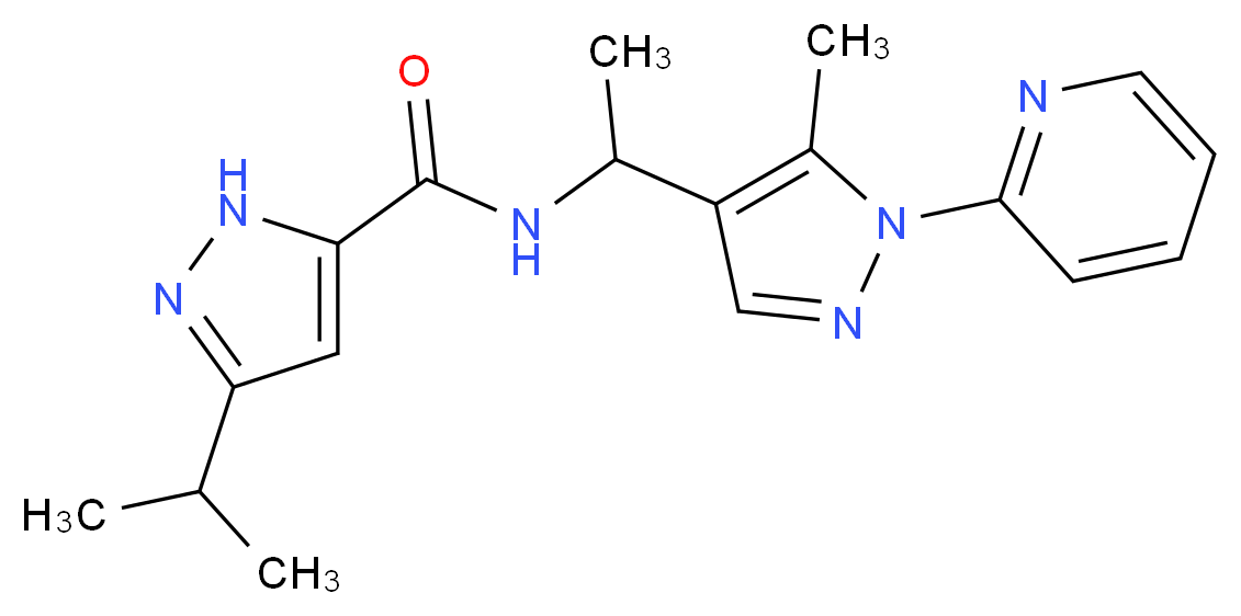 3-isopropyl-N-[1-(5-methyl-1-pyridin-2-yl-1H-pyrazol-4-yl)ethyl]-1H-pyrazole-5-carboxamide_Molecular_structure_CAS_)