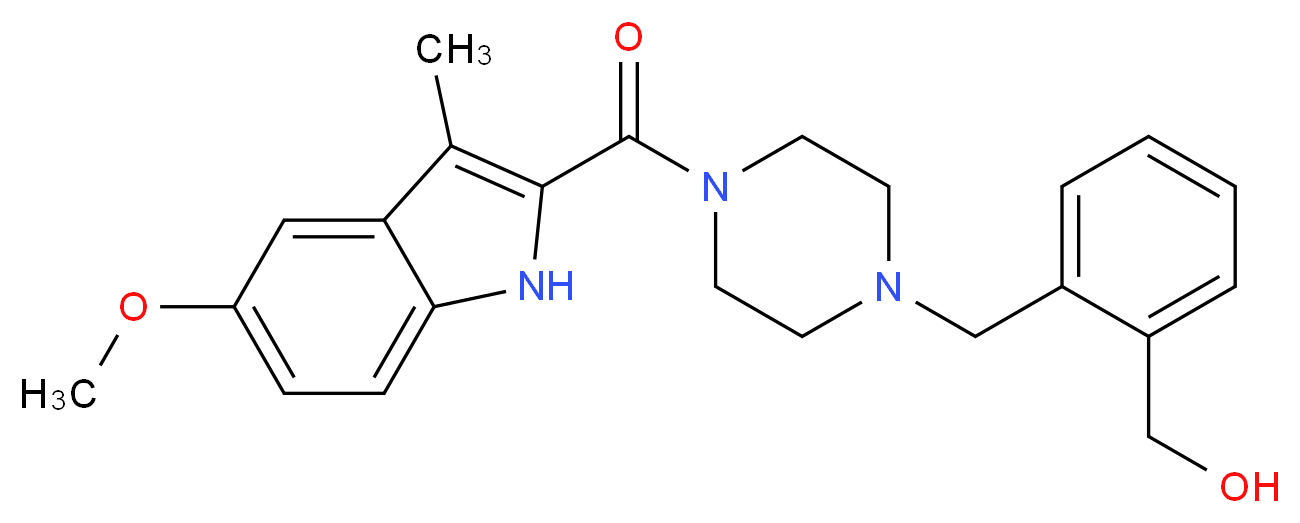 [2-({4-[(5-methoxy-3-methyl-1H-indol-2-yl)carbonyl]piperazin-1-yl}methyl)phenyl]methanol_Molecular_structure_CAS_)