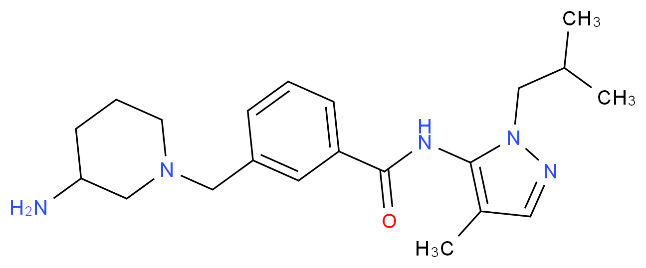 3-[(3-aminopiperidin-1-yl)methyl]-N-(1-isobutyl-4-methyl-1H-pyrazol-5-yl)benzamide_Molecular_structure_CAS_)