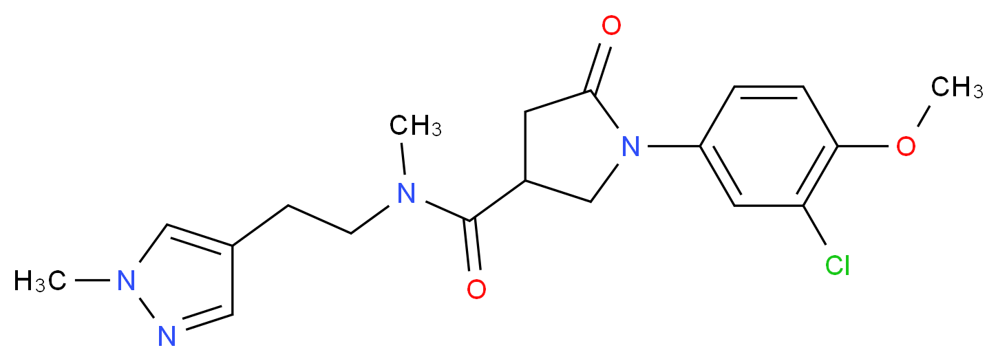 1-(3-chloro-4-methoxyphenyl)-N-methyl-N-[2-(1-methyl-1H-pyrazol-4-yl)ethyl]-5-oxo-3-pyrrolidinecarboxamide_Molecular_structure_CAS_)