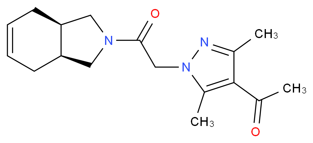 1-(1-{2-[(3aR*,7aS*)-1,3,3a,4,7,7a-hexahydro-2H-isoindol-2-yl]-2-oxoethyl}-3,5-dimethyl-1H-pyrazol-4-yl)ethanone_Molecular_structure_CAS_)