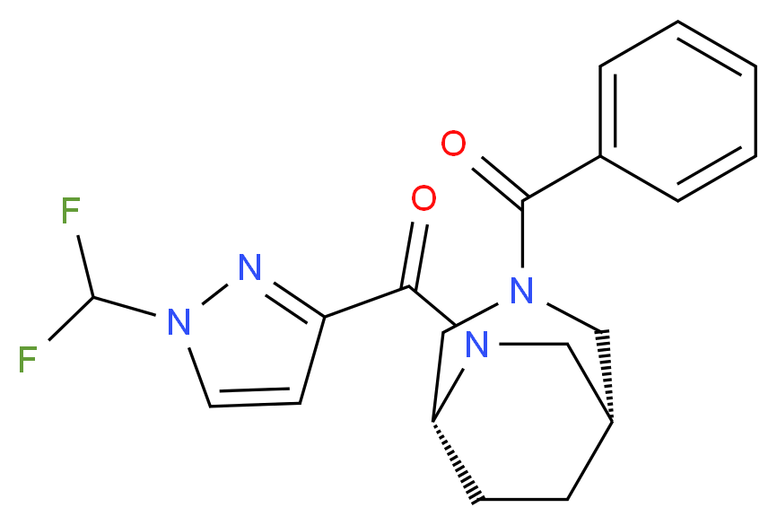 (1S*,5R*)-3-benzoyl-6-{[1-(difluoromethyl)-1H-pyrazol-3-yl]carbonyl}-3,6-diazabicyclo[3.2.2]nonane_Molecular_structure_CAS_)