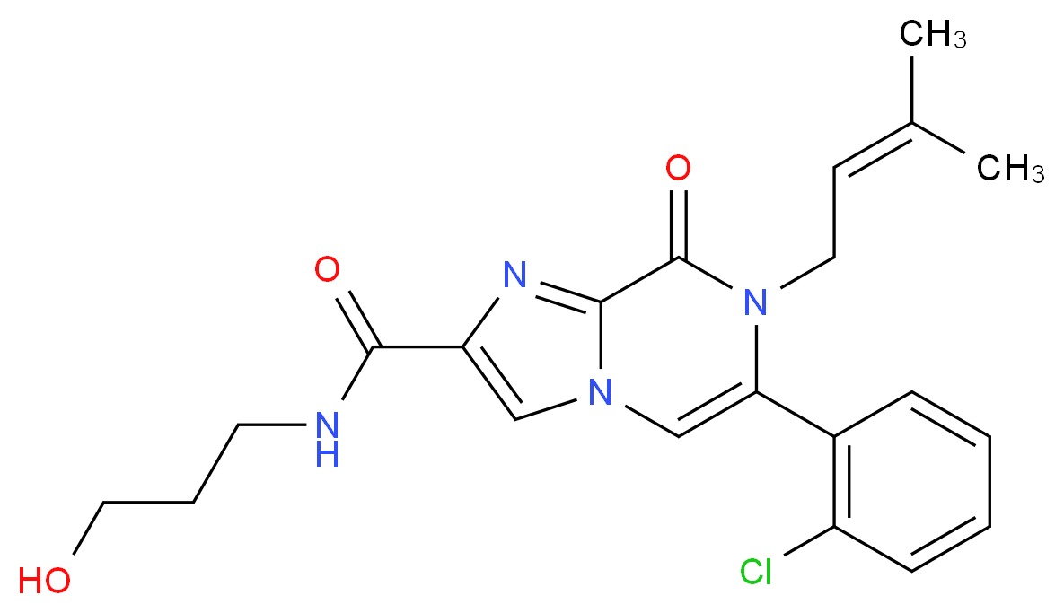 6-(2-chlorophenyl)-N-(3-hydroxypropyl)-7-(3-methylbut-2-en-1-yl)-8-oxo-7,8-dihydroimidazo[1,2-a]pyrazine-2-carboxamide_Molecular_structure_CAS_)