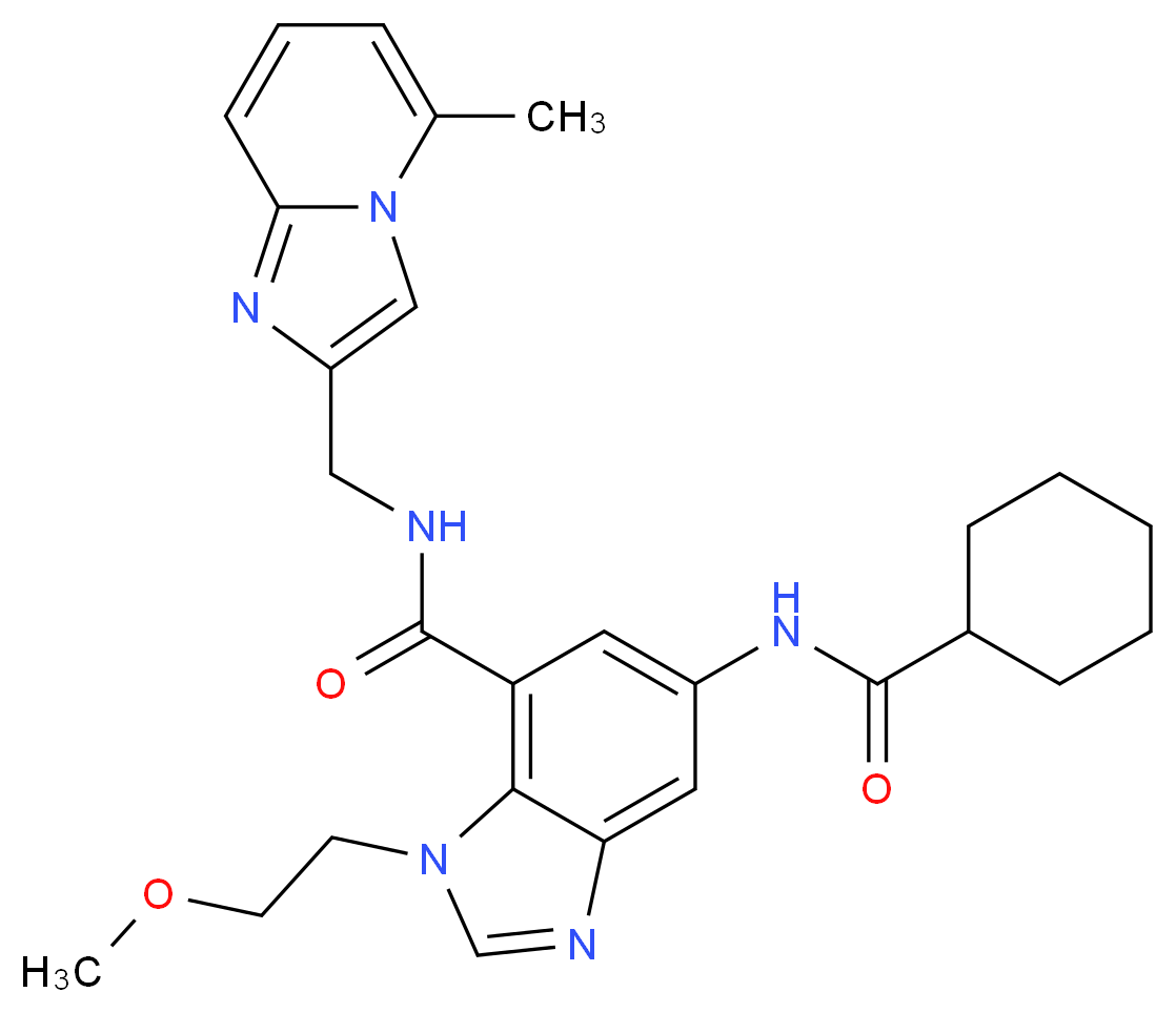 5-[(cyclohexylcarbonyl)amino]-1-(2-methoxyethyl)-N-[(5-methylimidazo[1,2-a]pyridin-2-yl)methyl]-1H-benzimidazole-7-carboxamide_Molecular_structure_CAS_)