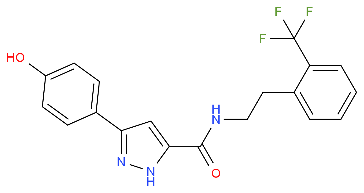 3-(4-hydroxyphenyl)-N-{2-[2-(trifluoromethyl)phenyl]ethyl}-1H-pyrazole-5-carboxamide_Molecular_structure_CAS_)