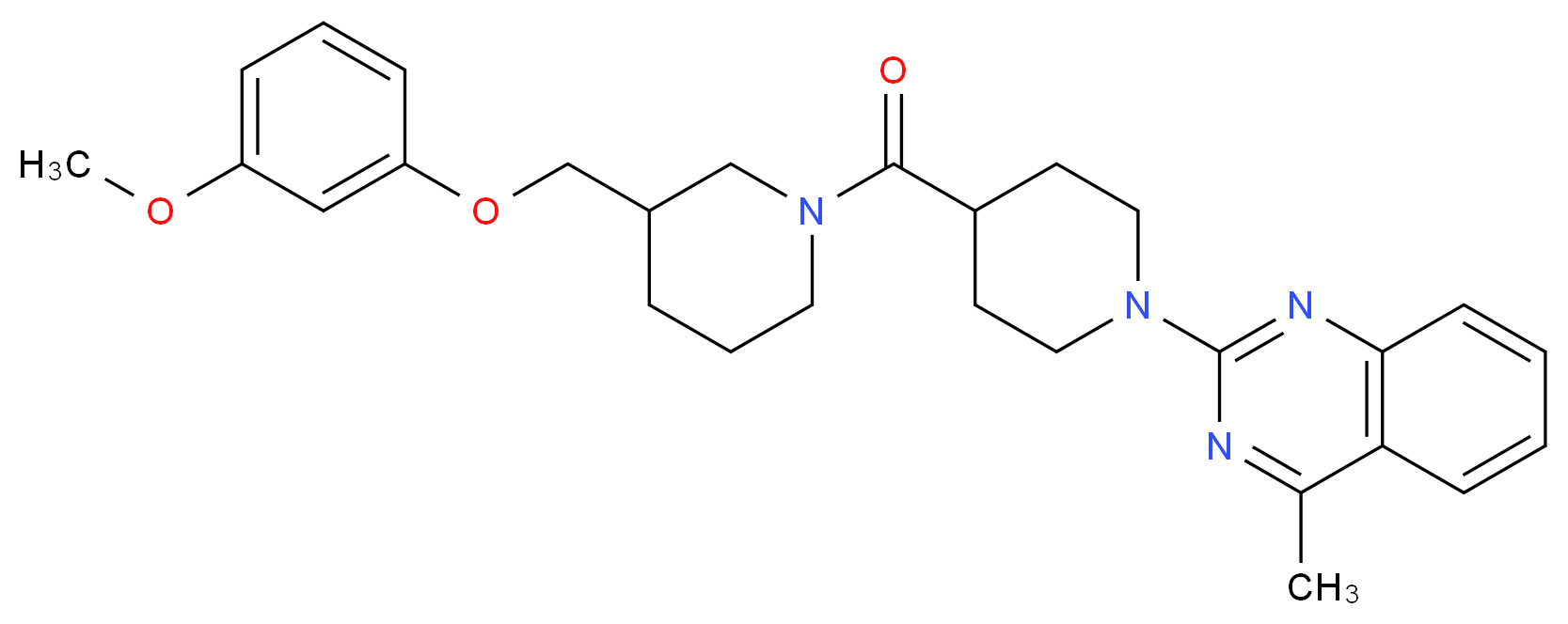 2-[4-({3-[(3-methoxyphenoxy)methyl]-1-piperidinyl}carbonyl)-1-piperidinyl]-4-methylquinazoline_Molecular_structure_CAS_)