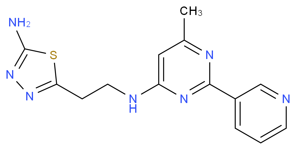 N-[2-(5-amino-1,3,4-thiadiazol-2-yl)ethyl]-6-methyl-2-pyridin-3-ylpyrimidin-4-amine_Molecular_structure_CAS_)