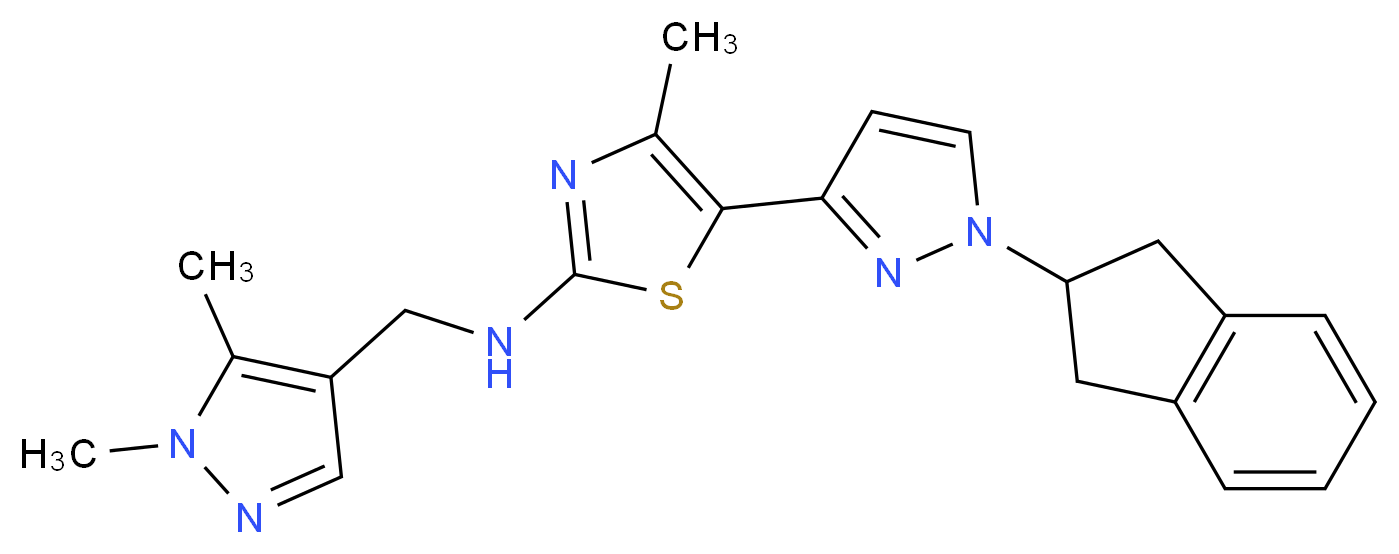 5-[1-(2,3-dihydro-1H-inden-2-yl)-1H-pyrazol-3-yl]-N-[(1,5-dimethyl-1H-pyrazol-4-yl)methyl]-4-methyl-1,3-thiazol-2-amine_Molecular_structure_CAS_)