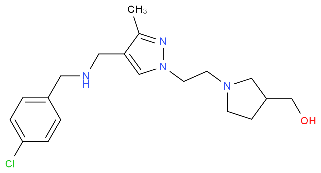{1-[2-(4-{[(4-chlorobenzyl)amino]methyl}-3-methyl-1H-pyrazol-1-yl)ethyl]pyrrolidin-3-yl}methanol_Molecular_structure_CAS_)