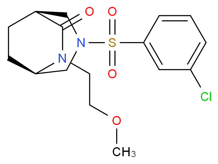 (1S*,5R*)-3-[(3-chlorophenyl)sulfonyl]-6-(2-methoxyethyl)-3,6-diazabicyclo[3.2.2]nonan-7-one_Molecular_structure_CAS_)