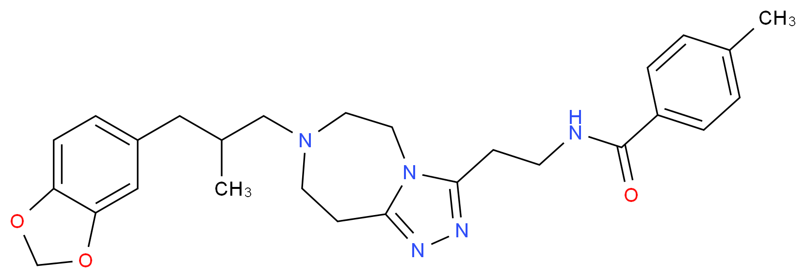 N-(2-{7-[3-(1,3-benzodioxol-5-yl)-2-methylpropyl]-6,7,8,9-tetrahydro-5H-[1,2,4]triazolo[4,3-d][1,4]diazepin-3-yl}ethyl)-4-methylbenzamide_Molecular_structure_CAS_)