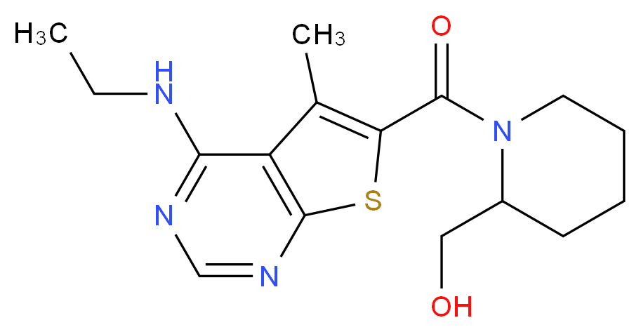 (1-{[4-(ethylamino)-5-methylthieno[2,3-d]pyrimidin-6-yl]carbonyl}-2-piperidinyl)methanol_Molecular_structure_CAS_)