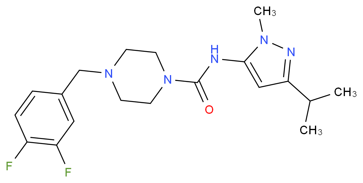 4-(3,4-difluorobenzyl)-N-(3-isopropyl-1-methyl-1H-pyrazol-5-yl)piperazine-1-carboxamide_Molecular_structure_CAS_)