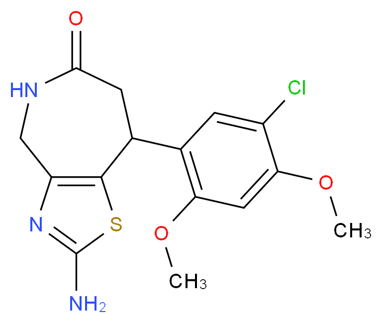 2-amino-8-(5-chloro-2,4-dimethoxyphenyl)-4,5,7,8-tetrahydro-6H-[1,3]thiazolo[4,5-c]azepin-6-one_Molecular_structure_CAS_)
