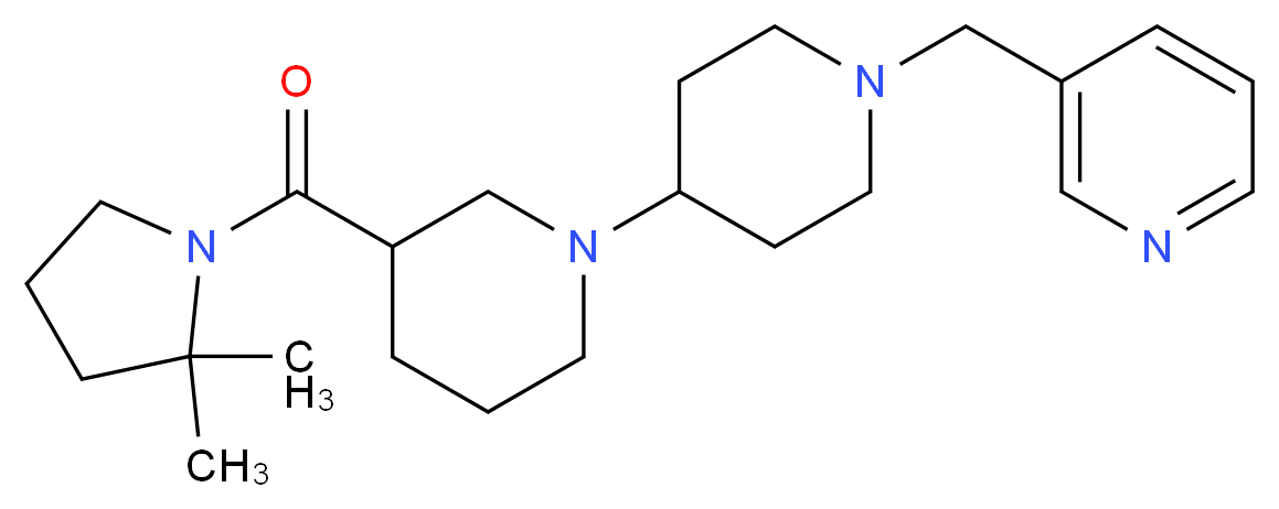 3-[(2,2-dimethylpyrrolidin-1-yl)carbonyl]-1'-(pyridin-3-ylmethyl)-1,4'-bipiperidine_Molecular_structure_CAS_)