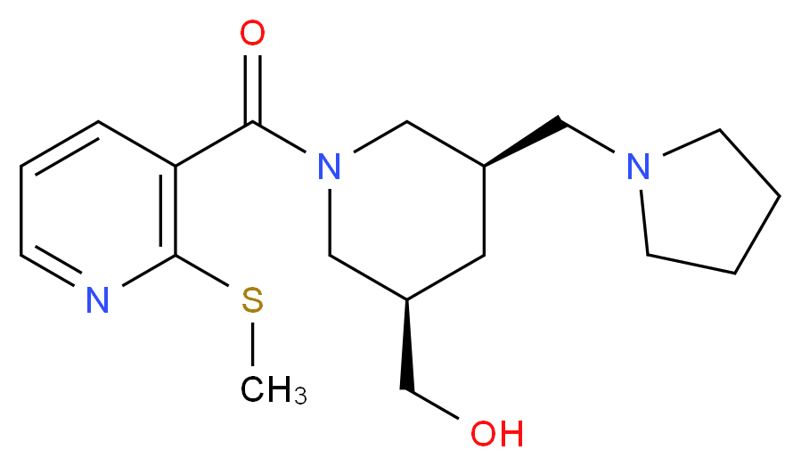 [(3R*,5R*)-1-{[2-(methylthio)pyridin-3-yl]carbonyl}-5-(pyrrolidin-1-ylmethyl)piperidin-3-yl]methanol_Molecular_structure_CAS_)