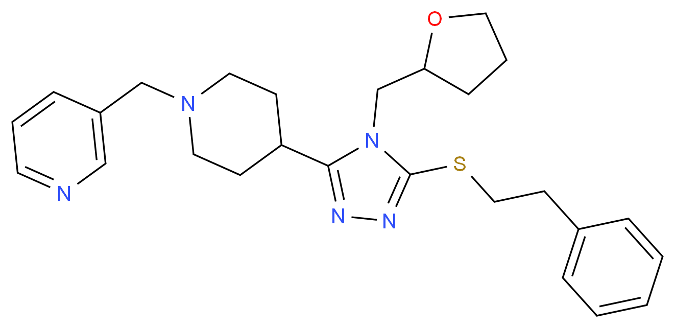 3-({4-[5-[(2-phenylethyl)thio]-4-(tetrahydro-2-furanylmethyl)-4H-1,2,4-triazol-3-yl]-1-piperidinyl}methyl)pyridine_Molecular_structure_CAS_)