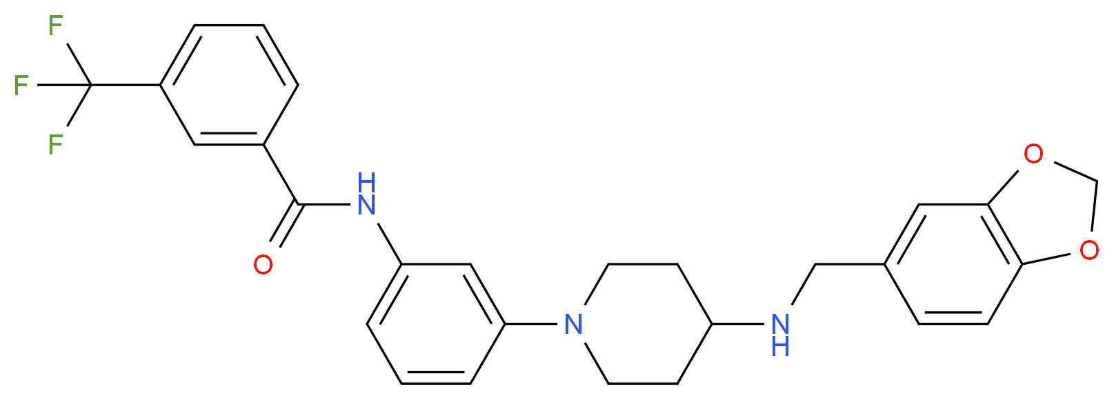 N-(3-{4-[(1,3-benzodioxol-5-ylmethyl)amino]-1-piperidinyl}phenyl)-3-(trifluoromethyl)benzamide_Molecular_structure_CAS_)