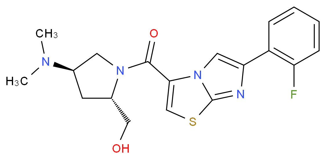 ((2S,4R)-4-(dimethylamino)-1-{[6-(2-fluorophenyl)imidazo[2,1-b][1,3]thiazol-3-yl]carbonyl}pyrrolidin-2-yl)methanol_Molecular_structure_CAS_)