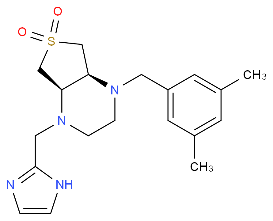 (4aR*,7aS*)-1-(3,5-dimethylbenzyl)-4-(1H-imidazol-2-ylmethyl)octahydrothieno[3,4-b]pyrazine 6,6-dioxide_Molecular_structure_CAS_)