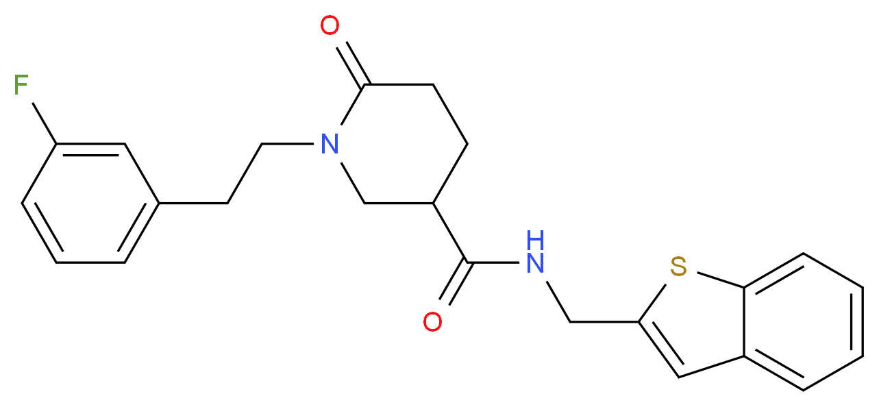 N-(1-benzothien-2-ylmethyl)-1-[2-(3-fluorophenyl)ethyl]-6-oxo-3-piperidinecarboxamide_Molecular_structure_CAS_)